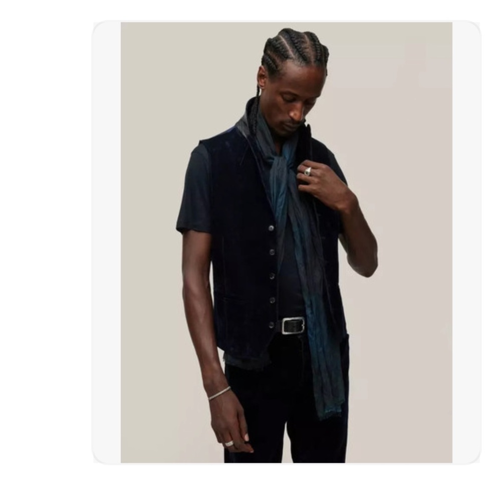 $698 John Varvatos Collection Woodward Vest EU52 US42 Navy Velvet Italy